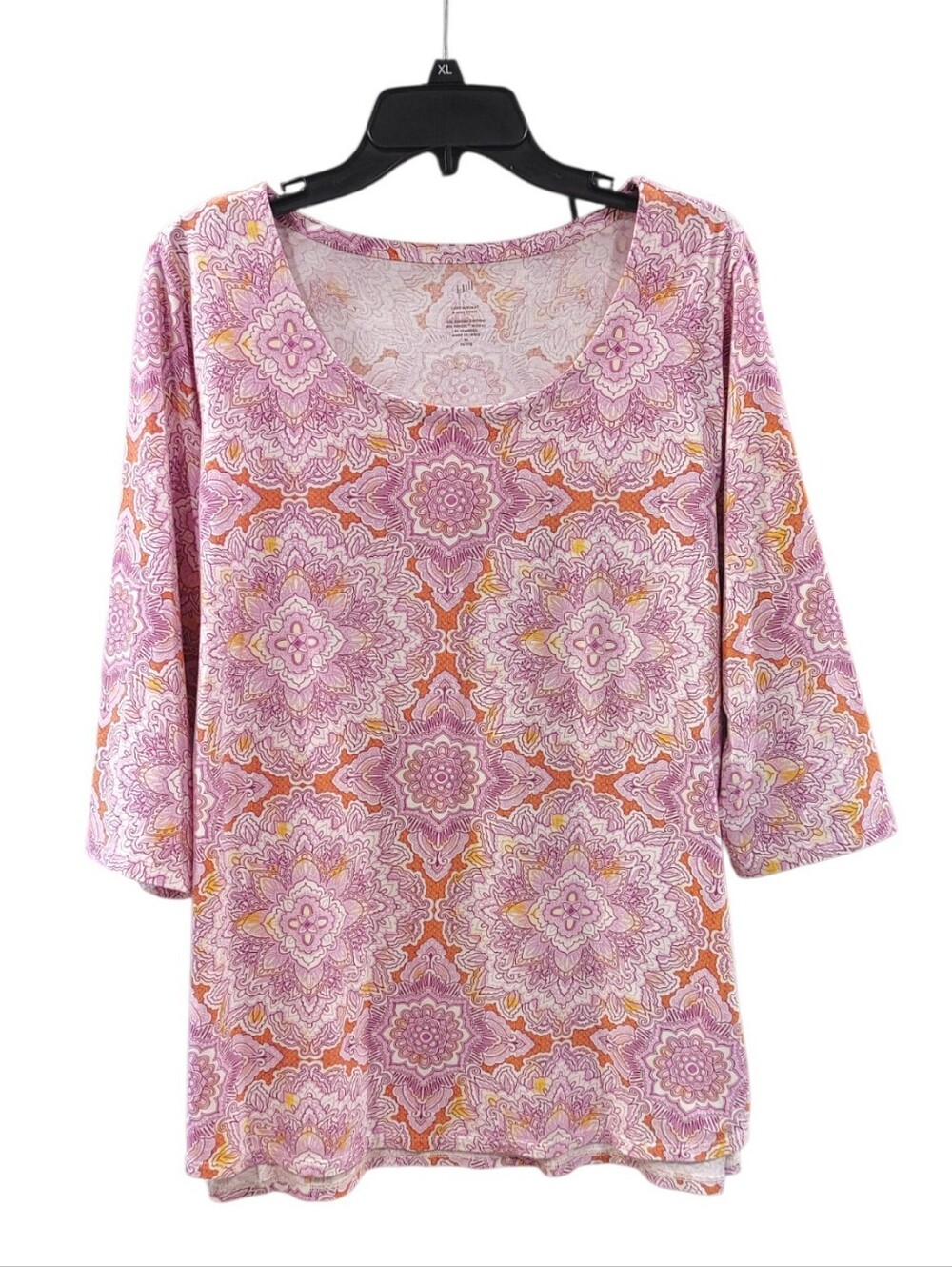 J Jill Purple Mandela 3/4 Sleeve Soft Modal Tshirt Women's Size Petite XL